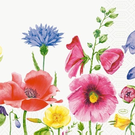 Duni Celstof Servetten 33x33cm 3-lgs 1/4-vouw Flowy Meadow Pak 250 stuks
