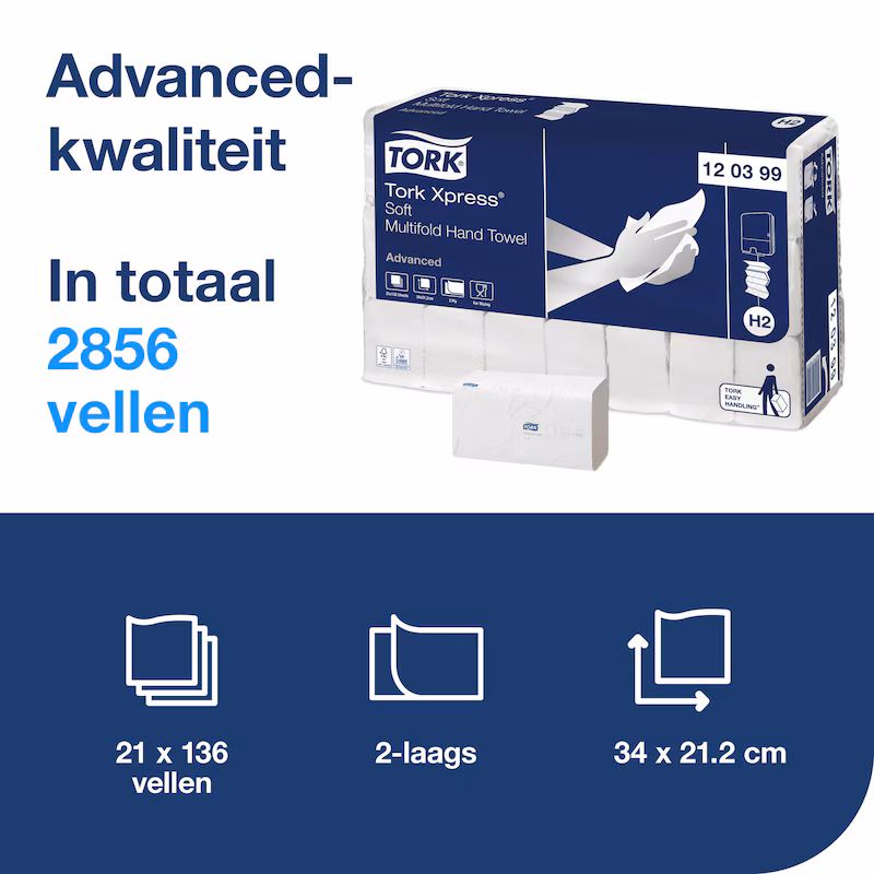 Tork Xpress Advanced Soft Multifold Handdoek 2-lgs 21x34cm Baal 21x136 vellen H2 - Afbeelding 3