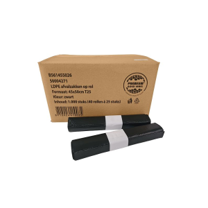 Papierbakzak Zwart 45x50cm T25 LDPE Doos 40x25 zakken