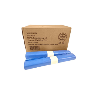 Afvalzak Blauw 70x110cm T25 HDPE Doos 25x20 zakken