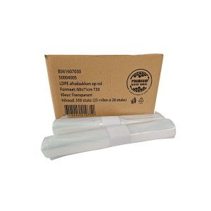 Afvalzak Transparant 60x70cm T30 LDPE Doos 20x25 zakken