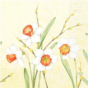Duni Celstof Servetten 33x33cm 3-lgs 1/4-vouw Daffodil Joy Pak 250 stuks - Op is op