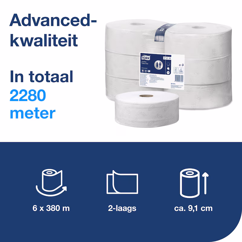 Tork Advanced Jumbo 2-lgs Toiletpapier Pak 6 rollen T1 - Afbeelding 3