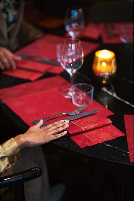 Duni Dunicel Placemats 30x40cm Rhombus Bordeaux Pak 100 stuks, foto 2 van 3