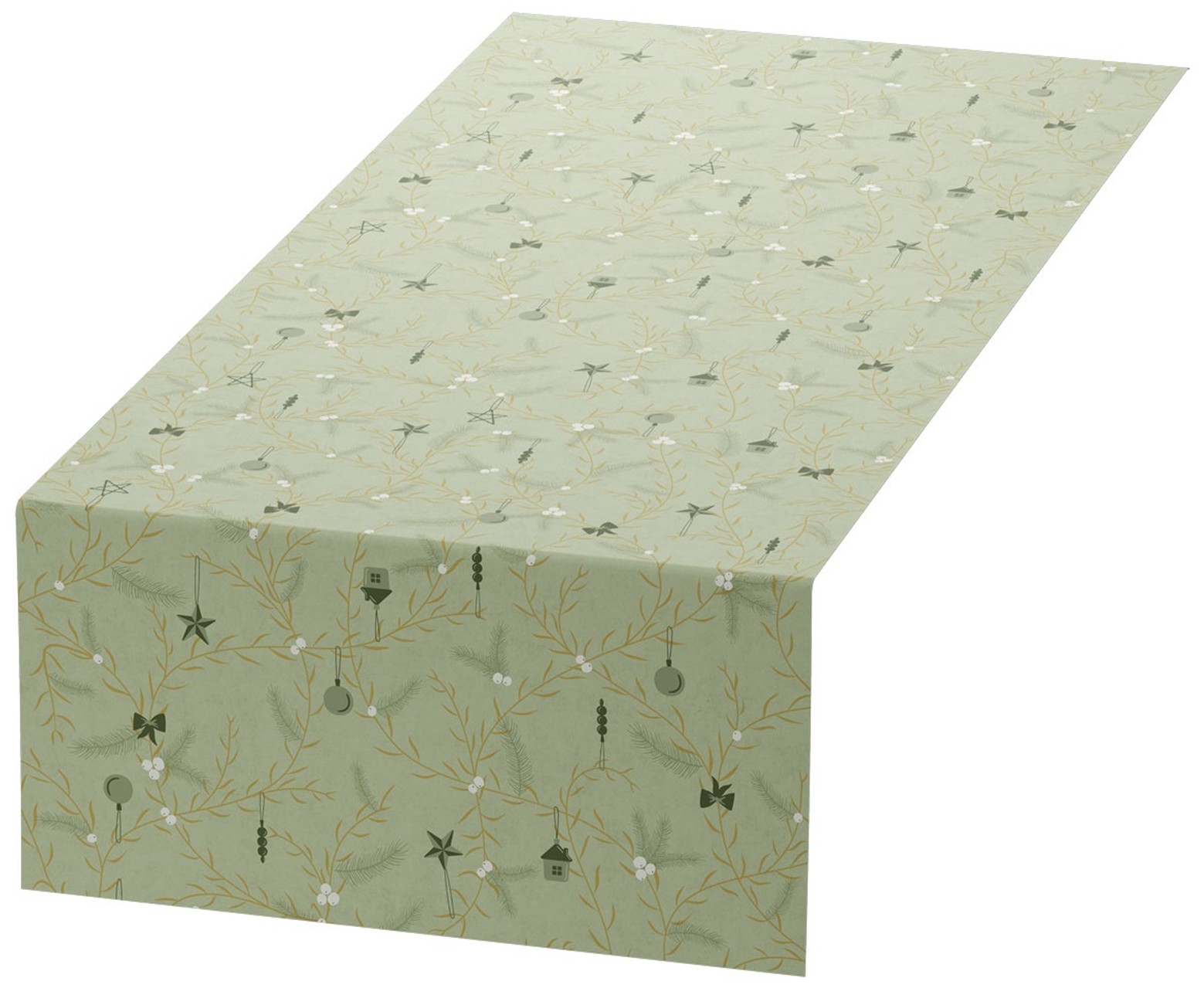 Duni Bio Dunicel Tafelloper Rol 24mx40cm (Perforatie 1,20m) Noël Pistachio, foto 2 van 4