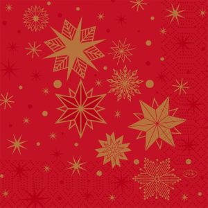 Duni Celstof Servetten 33x33cm 3-lgs 1/4-vouw Stargazing Red Pak 250 stuks