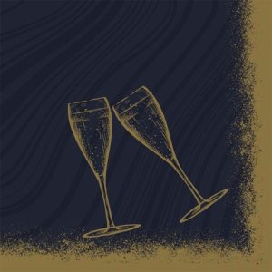 Duni Bio Dunisoft Servetten 40x40cm 2-lgs 1/4-vouw Sparkly Cheers Black Pak 60 stuks