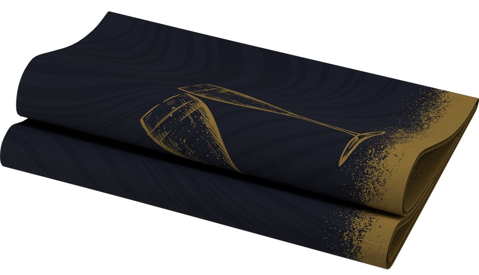 Duni Bio Dunisoft Servetten 40x40cm 2-lgs 1/4-vouw Sparkly Cheers Black Pak 60 stuks, foto 2 van 3