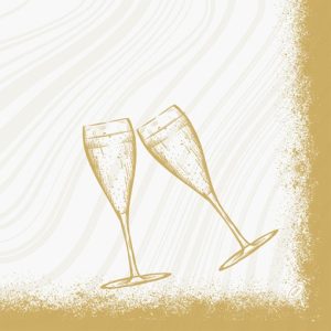 Duni Bio Dunisoft Servetten 40x40cm 2-lgs 1/4-vouw Sparkly Cheers White Pak 60 stuks