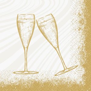 Duni Celstof Servetten 24x24cm 3-lgs 1/4-vouw Sparkly Cheers White Pak 50 stuks