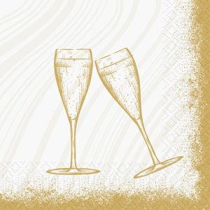 Duni Celstof Servetten 33x33cm 3-lgs 1/4-vouw Sparkly Cheers White Pak 50 stuks