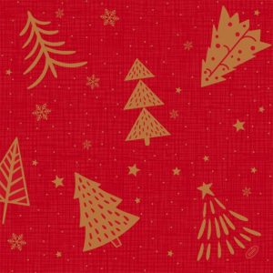 Duni Classic Servetten 40x40cm 4-lgs 1/4-vouw Shimmer Trees Pak 50 stuks
