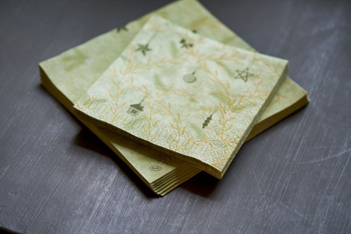 Duni Celstof Servetten 33x33cm 3-lgs 1/4-vouw Noël Pistachio Pak 250 stuks, foto 2 van 4