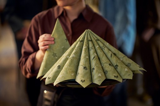 Duni Bio Dunisoft Servetten 40x40cm 2-lgs 1/4-vouw Noël Pistachio Pak 60 stuks, foto 3 van 5
