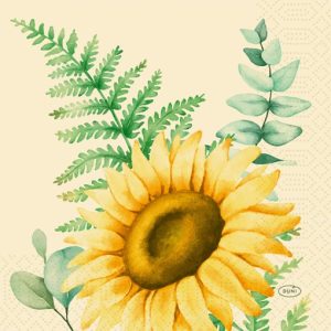 Duni Celstof Servetten 33x33cm 3-lgs 1/4-vouw Sunflower Dreams Pak 250 stuks