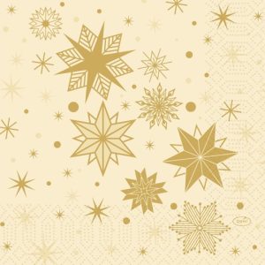 Duni Celstof Servetten 33x33cm 3-lgs 1/4-vouw Stargazing Cream Pak 250 stuks
